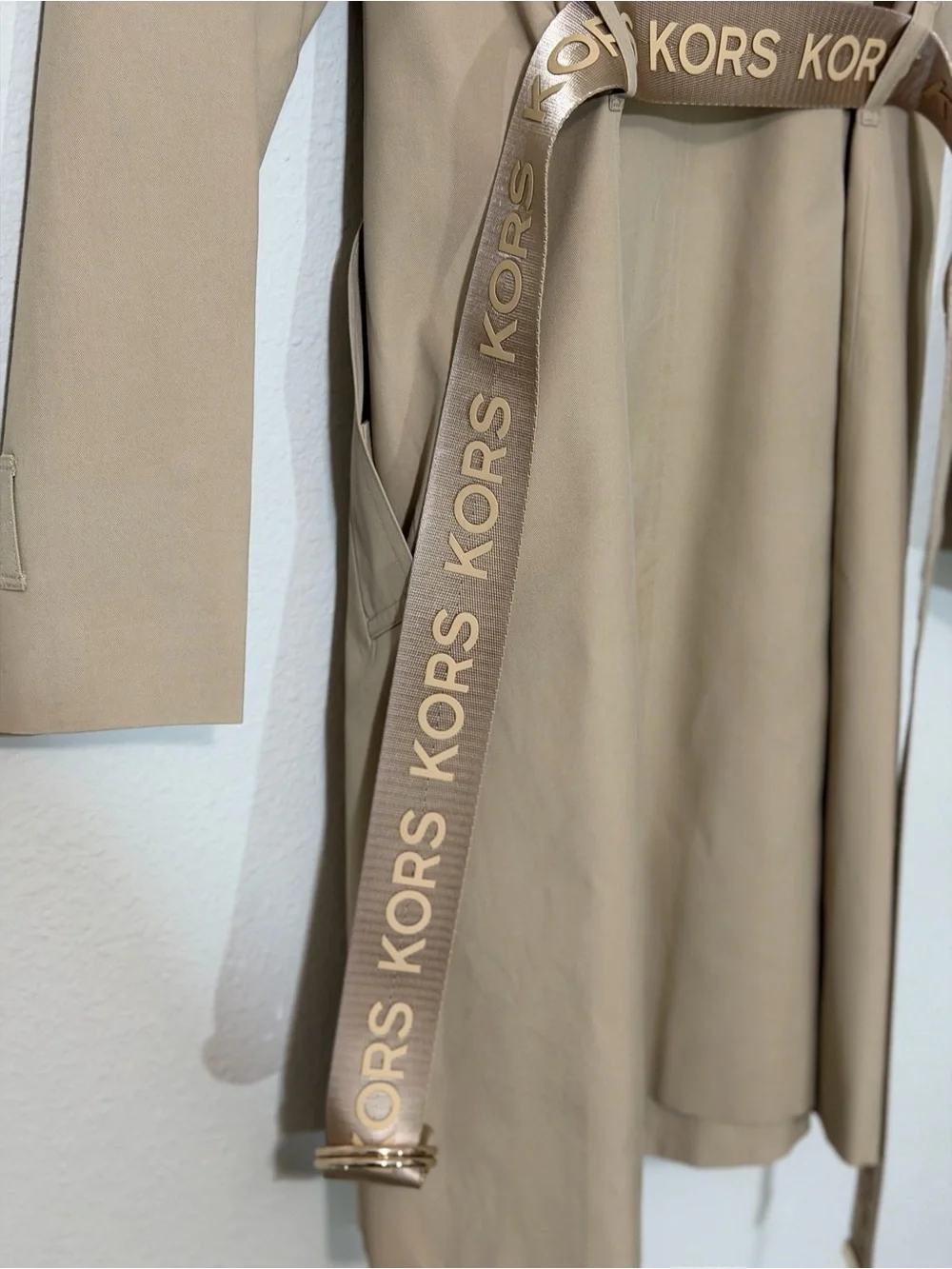 Michael Kors Tan Double-Breasted Trench Coat